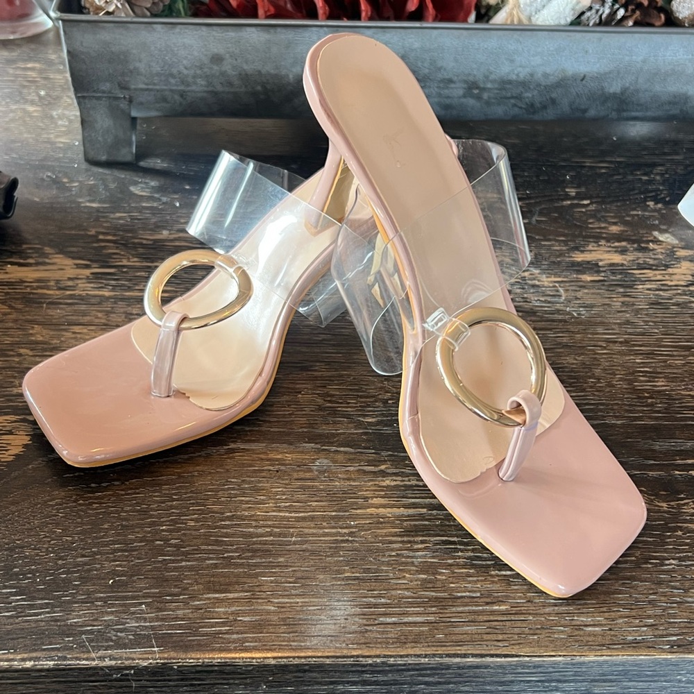 Source Unknown Blush Heels with Gold Ring